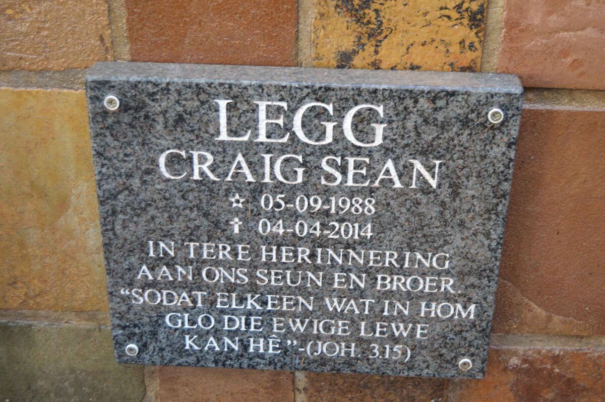 LEGG Craig Sean 1988-2014