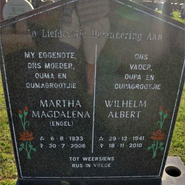 BEER Wilhelm Albert, de 1941-2010 &amp; Martha Magdalena ENGEL 1933-2006