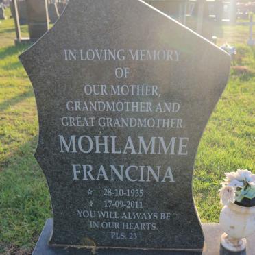 GAMEDE Mohlamme Francina 1935-2011