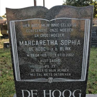 HOOG Margaretha Sophia, de nee V.D. BLINK 1919-2002