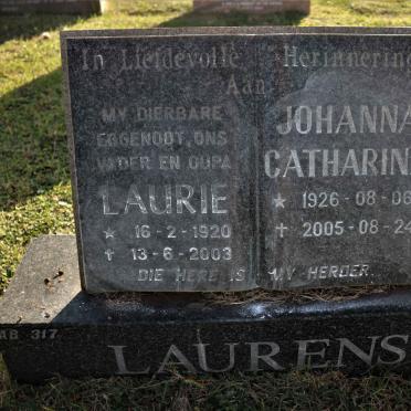 LAURENS Laurie 1920-2003 &amp; Johanna Catharina 1926-2005
