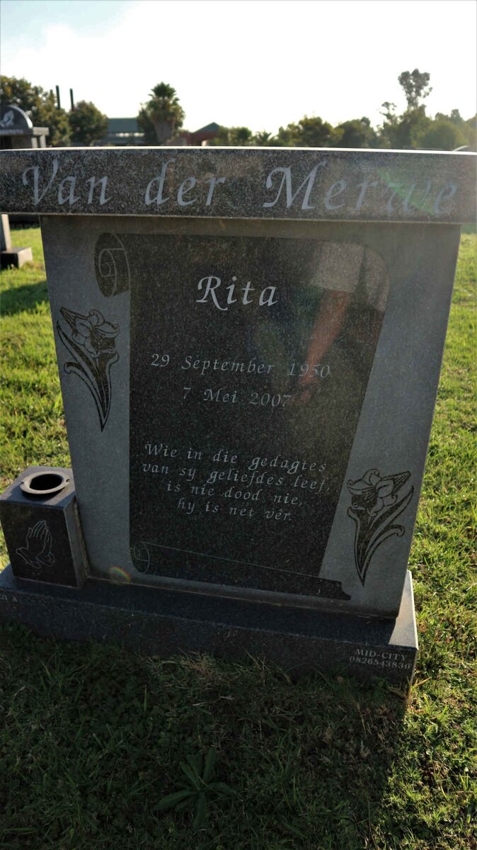 MERWE Rita, van der 1950-2007