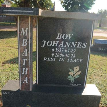MBATHA Boy Johannes 1937-2000