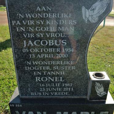 MARIE Jacobus, van 1954-2000 :: VAN MARIE Ronel 1981-2011