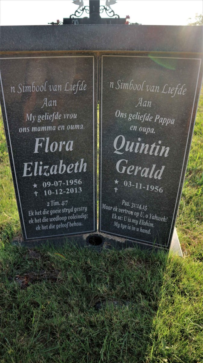 PALMER Quintin Gerald 1956- &amp; Flora Elizabeth 1956-2013