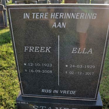STANDER Freek 1923-2008 &amp; Ella 1929-2017