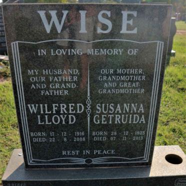 WISE Wilfred Lloyd 1916-2008 &amp; Susanna Getruida 1925-2013