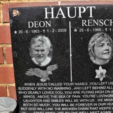 HAUPT Deon 1963-2009 &amp; Rensche 1966-2009