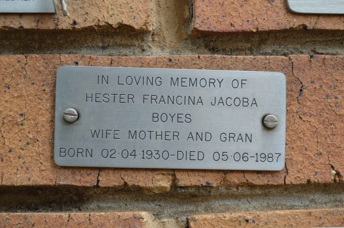 BOYES Hester Francina Jacoba 1930-1987