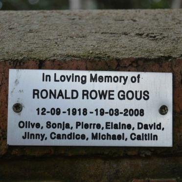 GOUS Ronald Rowe 1918-2008