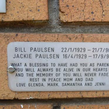PAULSEN Bill 1929-1996 &amp; Jackie 1929-1999