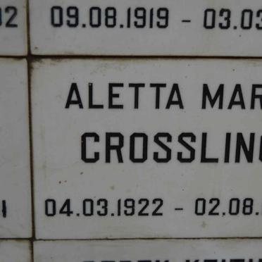 CROSSLING Aletta Maria 1922-1999