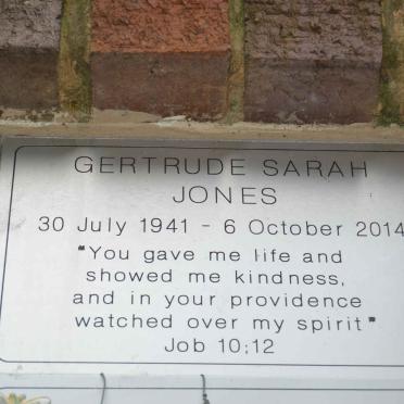 JONES Gertrude Sarah 1941-2014