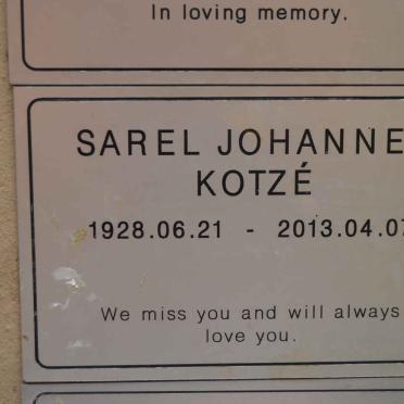 KOTZE Sarel Johannes 1928-2013