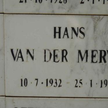 MERWE Hans, van der 1932-1997