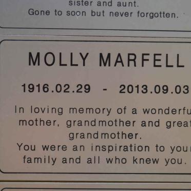 MARFELL Molly 1916-2013