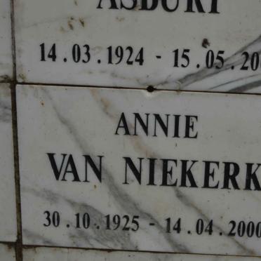 NIEKERK Annie, van 1925-2000