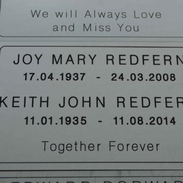 REDFERN Keith John 1935-2014 &amp; Joy Mary 1937-2008
