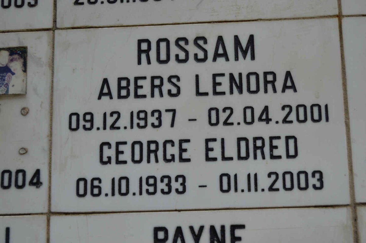 ROSSAM George Eldred 1933-2003 &amp; Abers Lenora 1937-2001