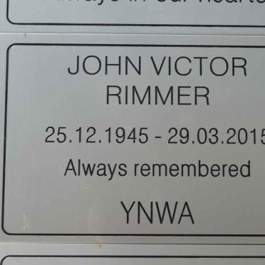 RIMMER John Victor 1945-2015