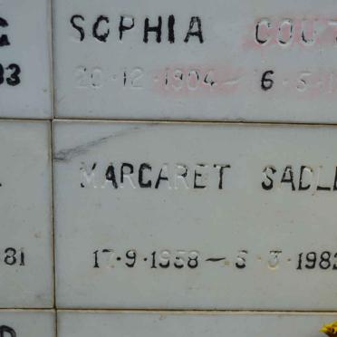 SADLER Margaret 1958-1982