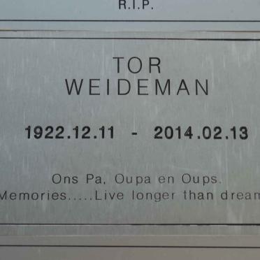 WEIDEMAN Tor 1922-2014