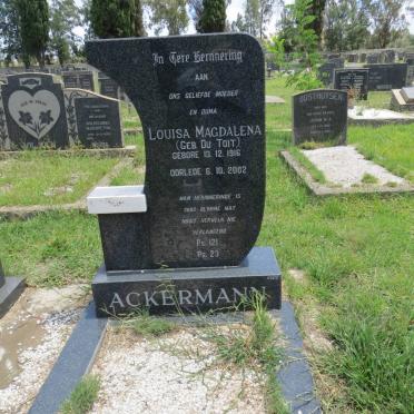 ACKERMANN Louisa Magdalena nee DU TOIT 1916-2002