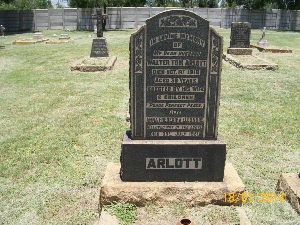 ARLOTT Walter Tom -1918 &amp; Anna Frederika Eleonore -1951