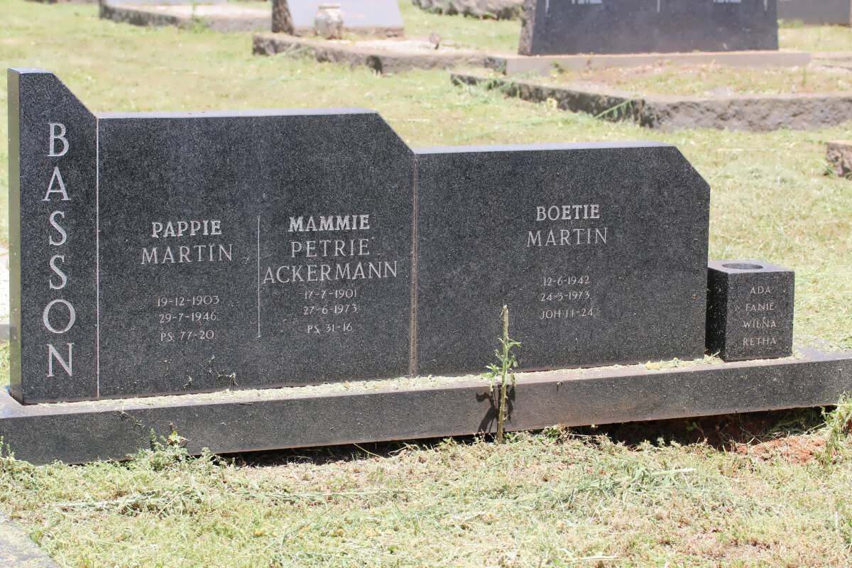 BASSON Martin 1903-1946 &amp; Petrie ACKERMANN 1901-1973 :: BASSON Martin 1942-1973