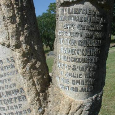 BADENHORST Pieter Corneli? -1929 :: POTGIETER Wilhelmina J. 1892-1932