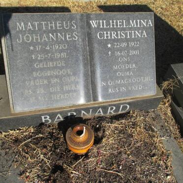 BARNARD Mattheus Johannes 1920-1981 &amp; Wilhelmina Christina 1922-2001