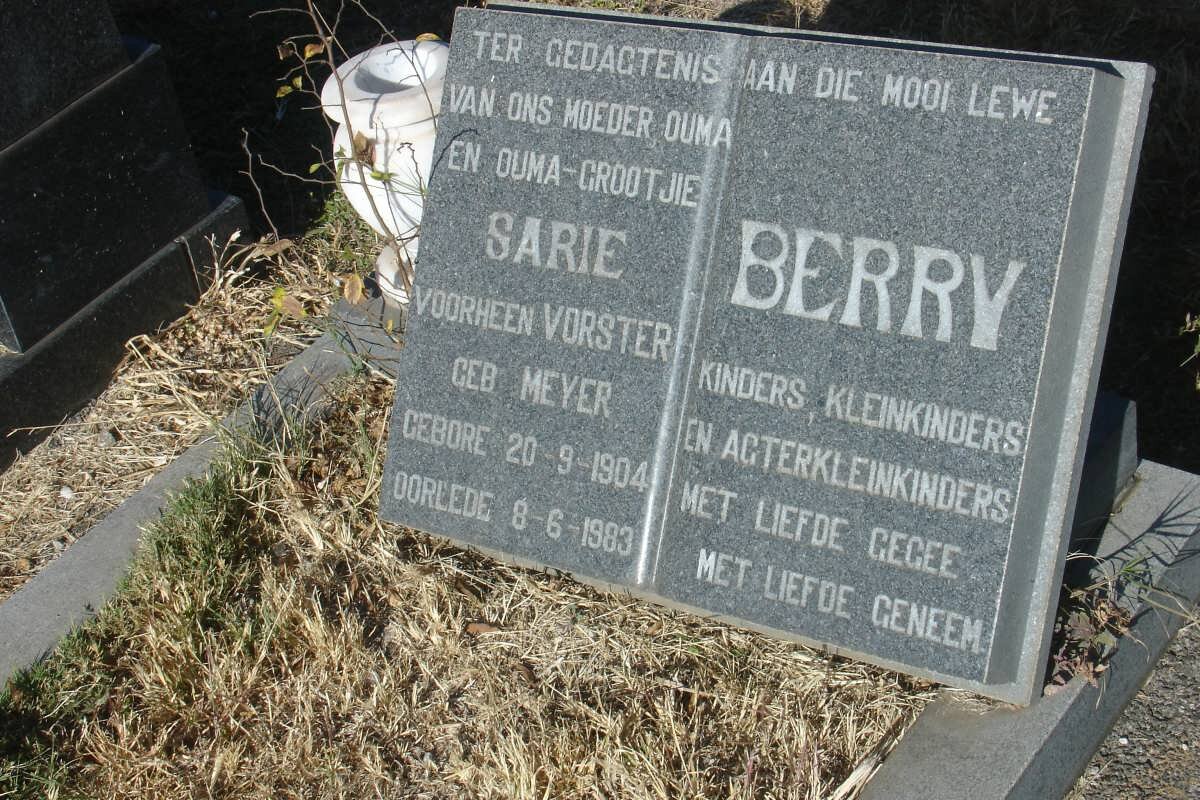 BERRY Sarie voorheen VORSTER nee MEYER 1904-1983