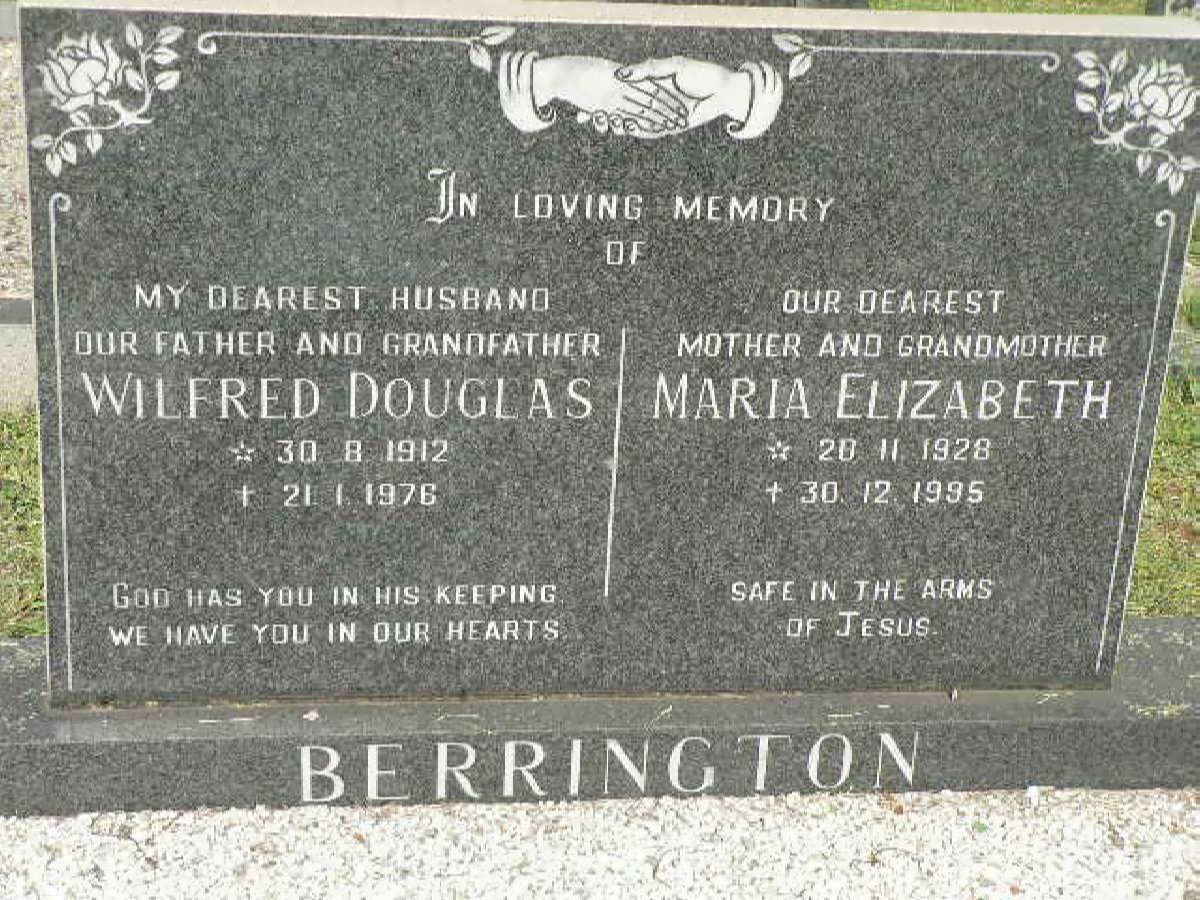 BERRINGTON Wilfred Douglas 1912-1976 &amp; Maria Elizabeth 1928-1995