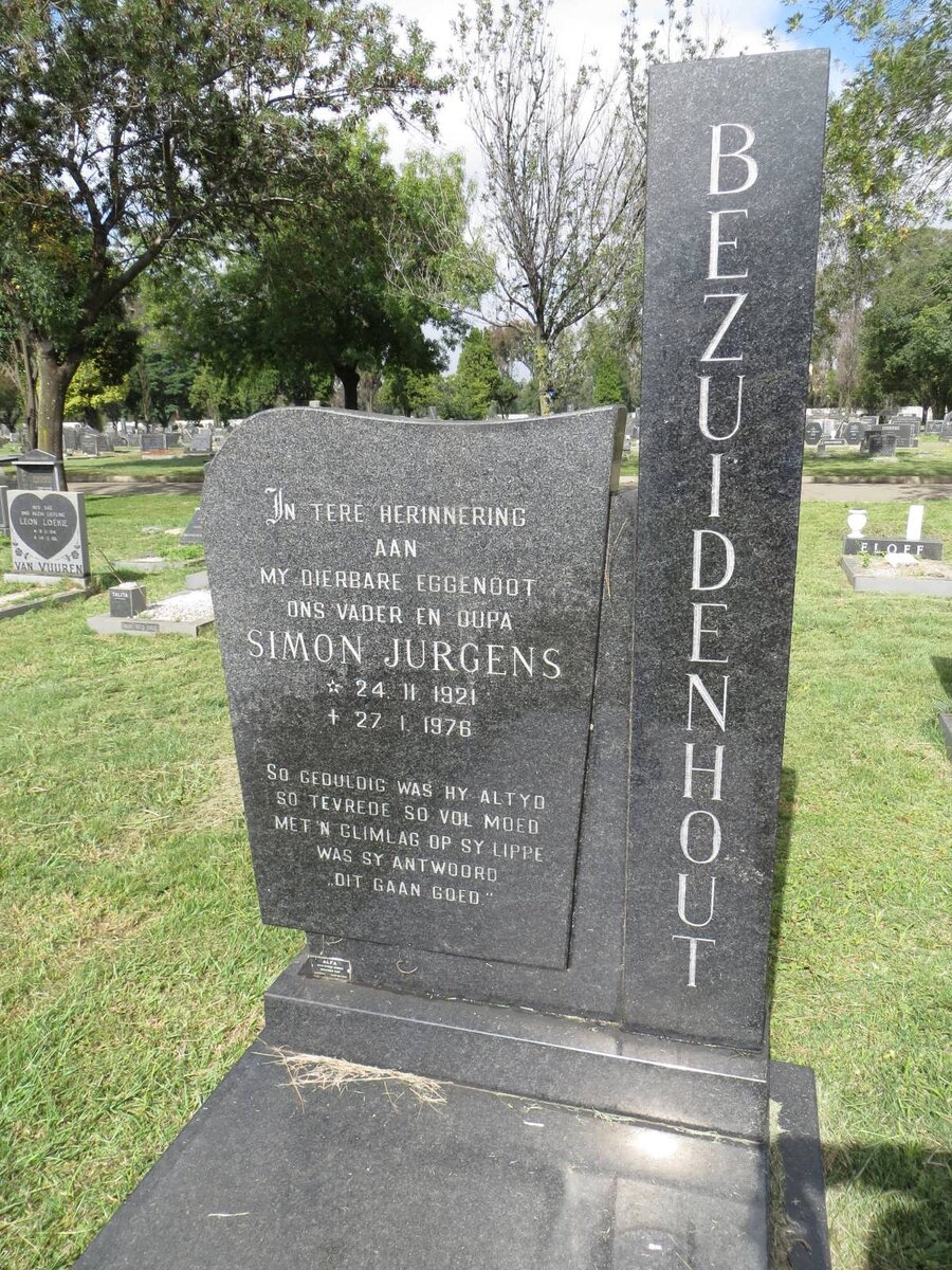 BEZUIDENHOUT Simon Jurgens 1921-1976