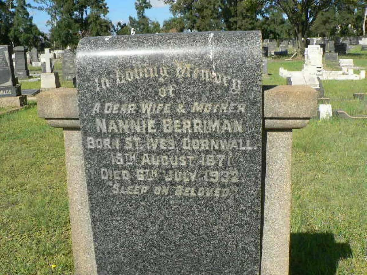 BERRIMAN Nannie 1871-1932