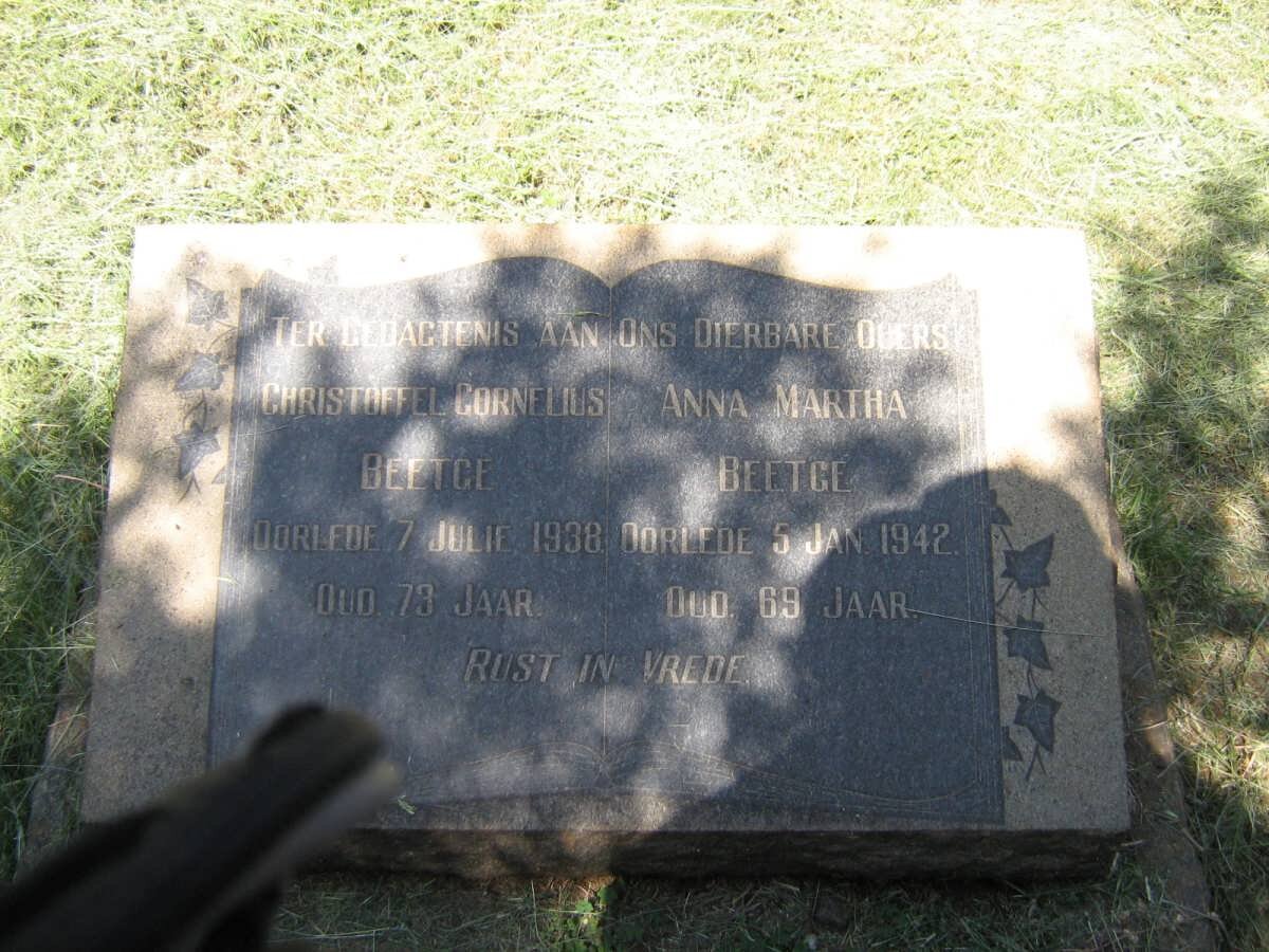 BEETGE Christoffel Cornelius -1938 &amp; Anna Martha -1942
