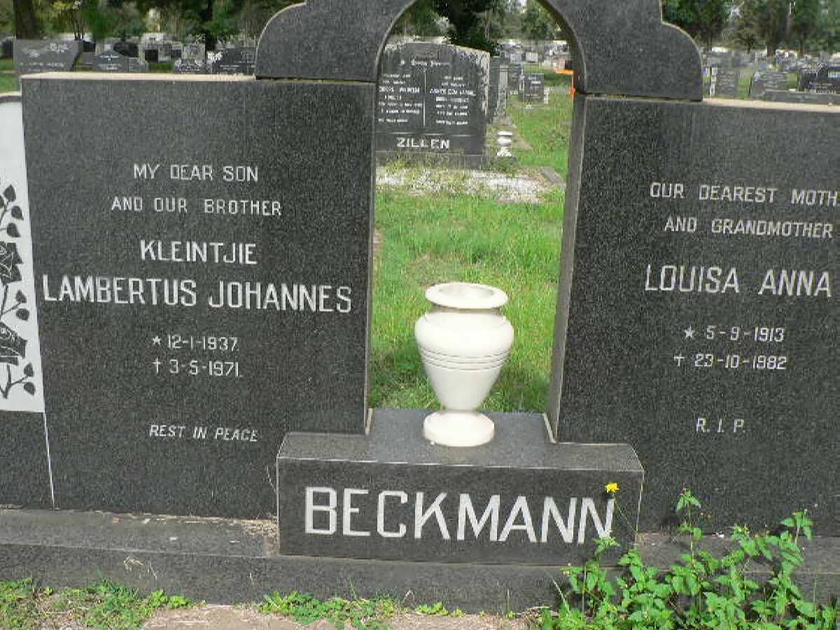 BECKMANN Louisa Anna 1913-1982 :: BECKMANN Lambertus Johannes 1937-1971