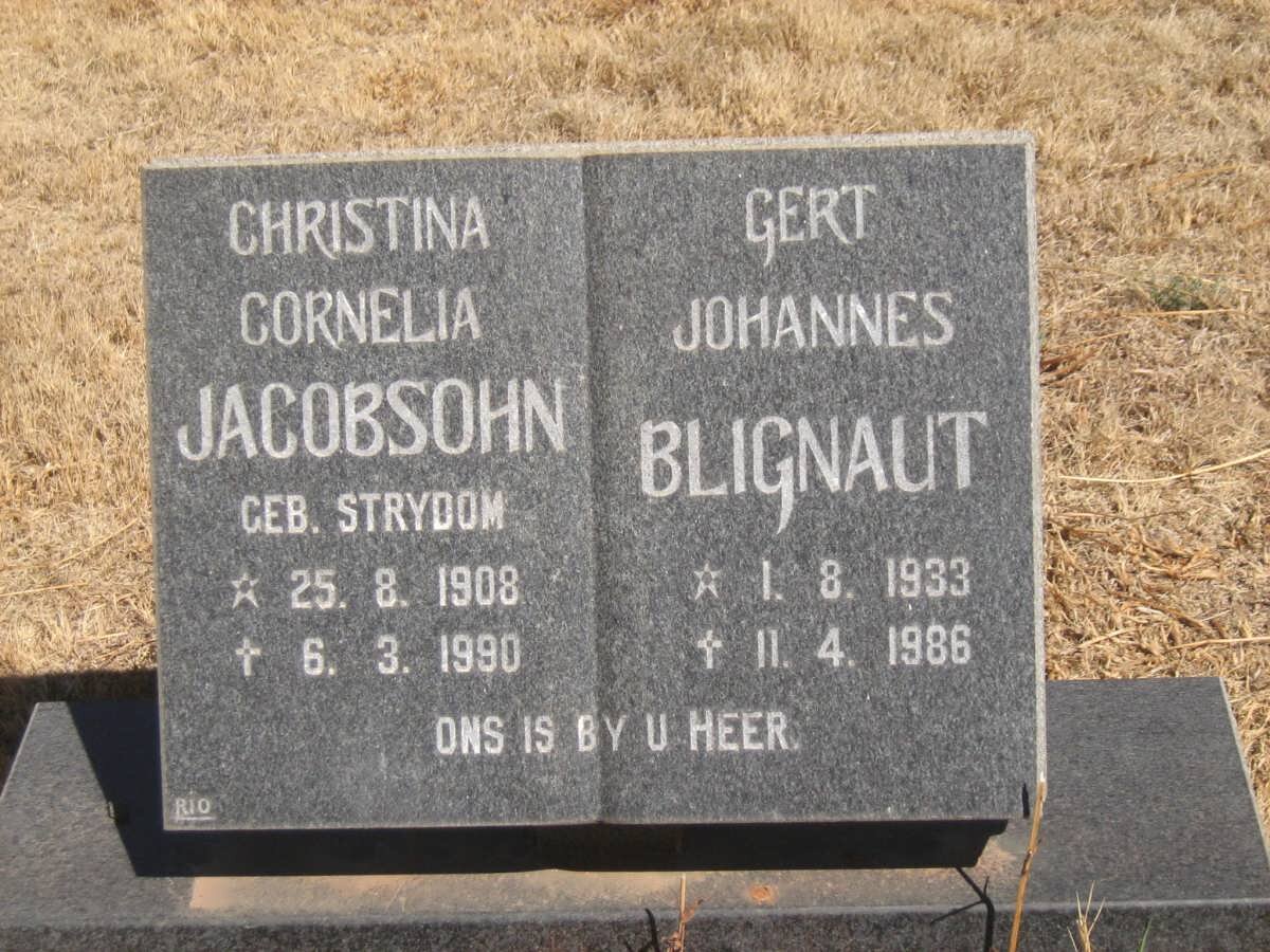 BLIGNAUT Gert Johannes 1933-1986 :: JACOBSOHN Christina Cornelia nee STRYDOM 1908-1990