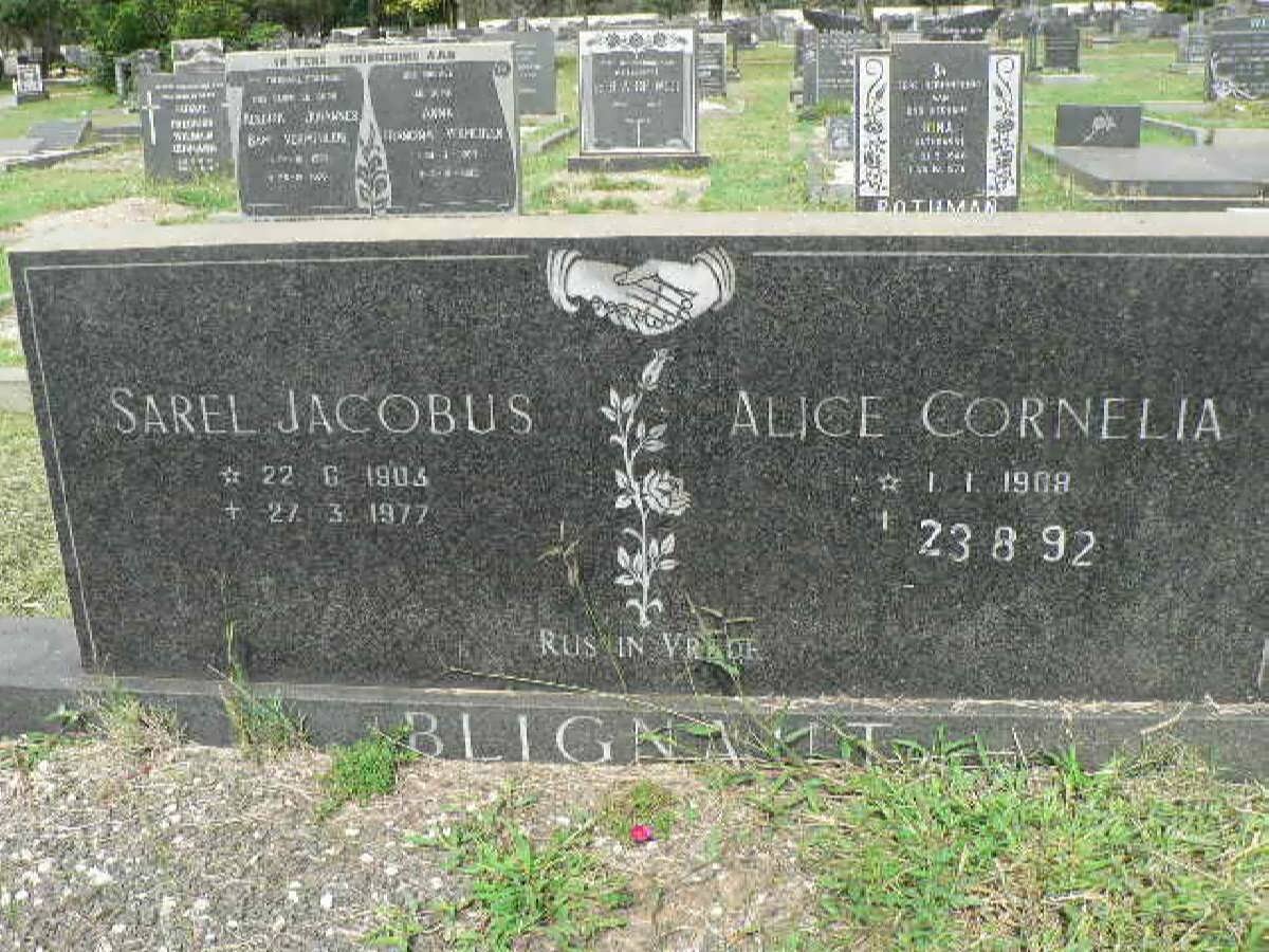 BLIGNAUT Sarel Jacobus 1903-1977 &amp; Alice Cornelia 1908-1992