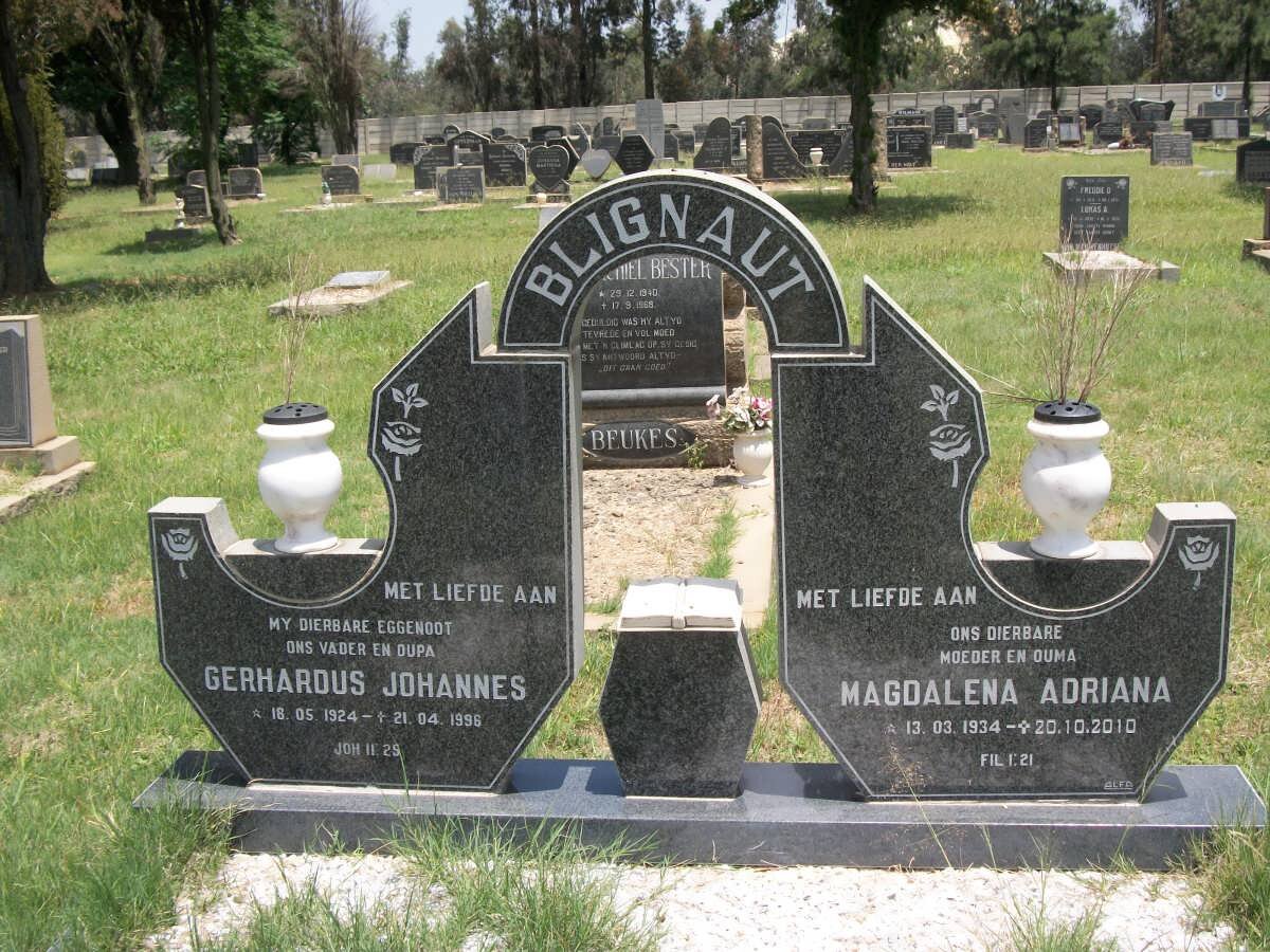 BLIGNAUT Gerhardus Johannes 1924-1996 &amp; Magdalena Adriana 1934-2010