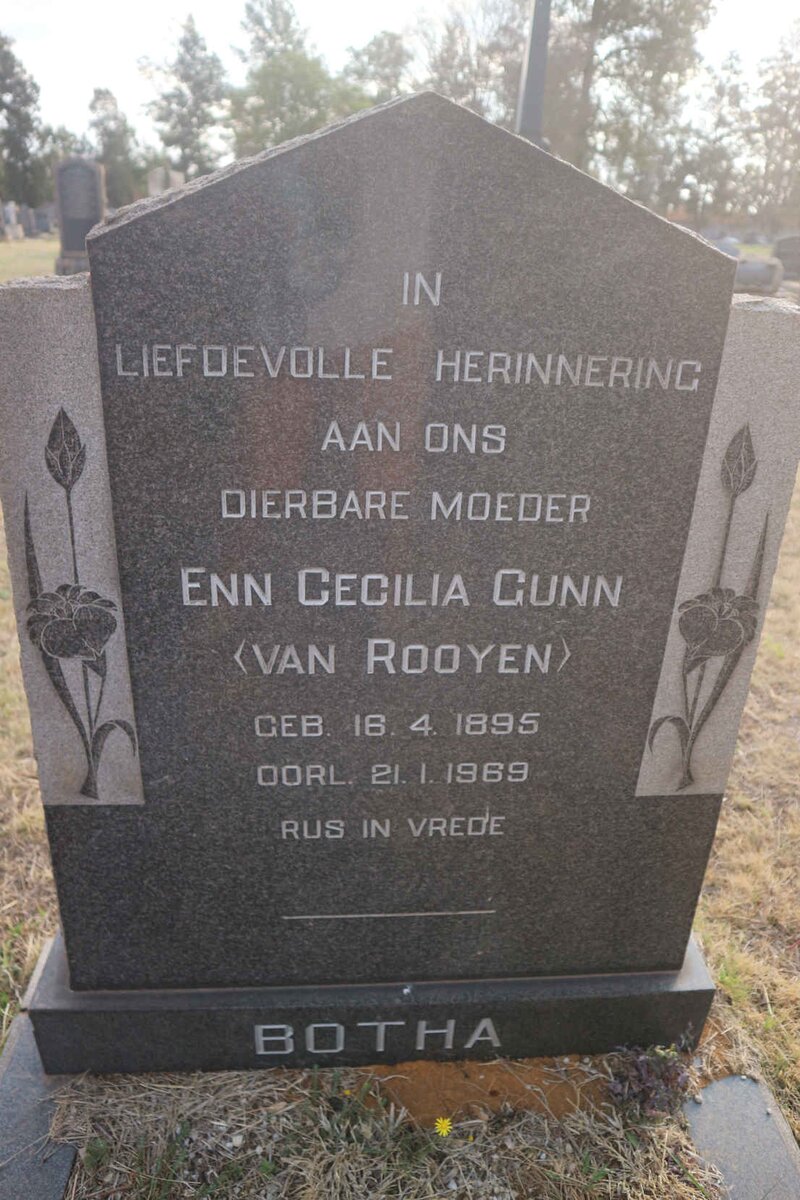 BOTHA Enn Cecilia Gunn nee VAN ROOYEN 1895-1969