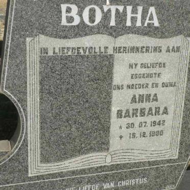 BOTHA Anna Barbara 1942-1990