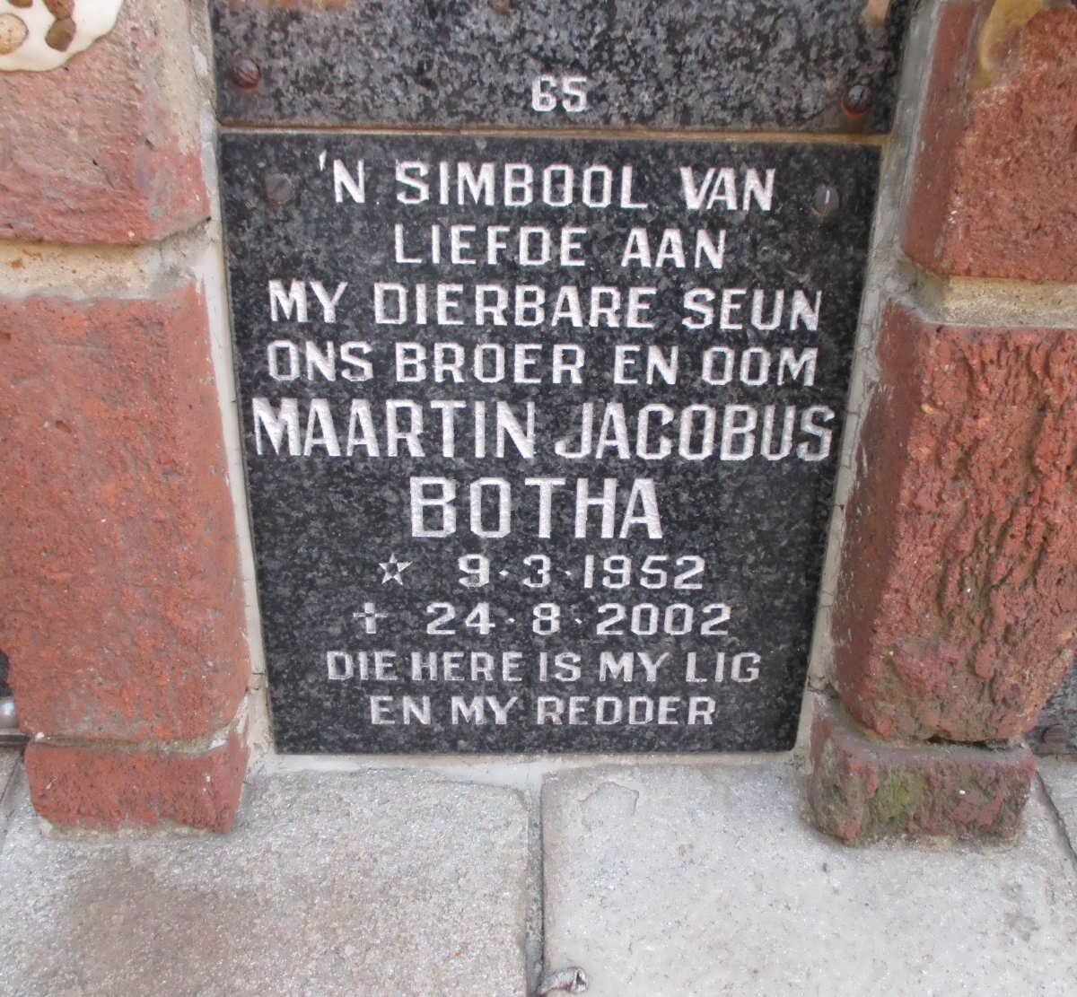 BOTHA Maartin Jacobus 1952-2002