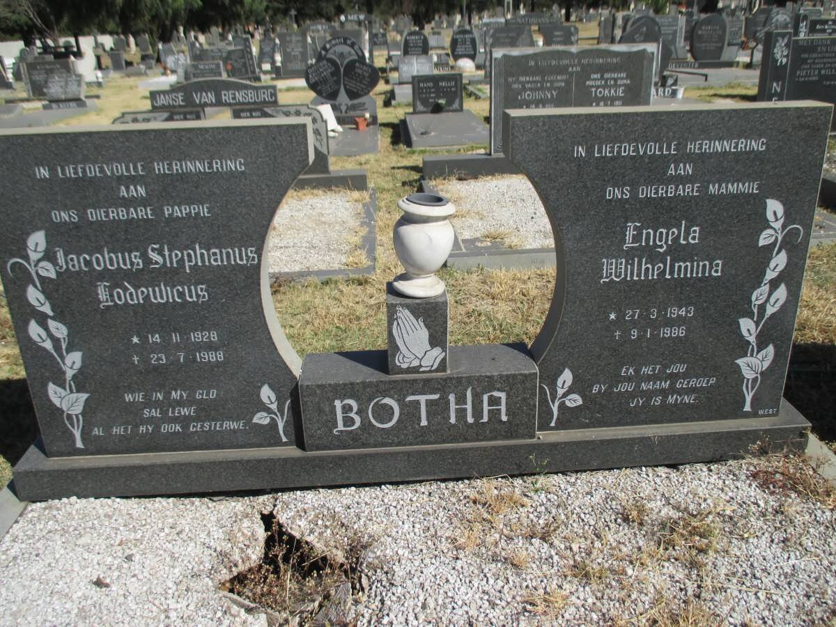 BOTHA Jacobus Stephanus Lodewicus 1928-1988 &amp; Engela Wilhelmina 1943-1986