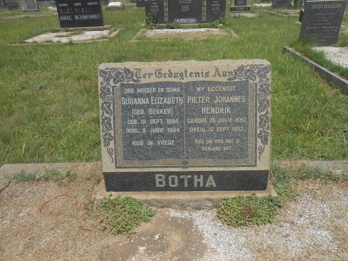 BOTHA Pieter Johannes Hendrik 1893-1952 &amp; Susanna Elizabeth BEKKER 1894-1984