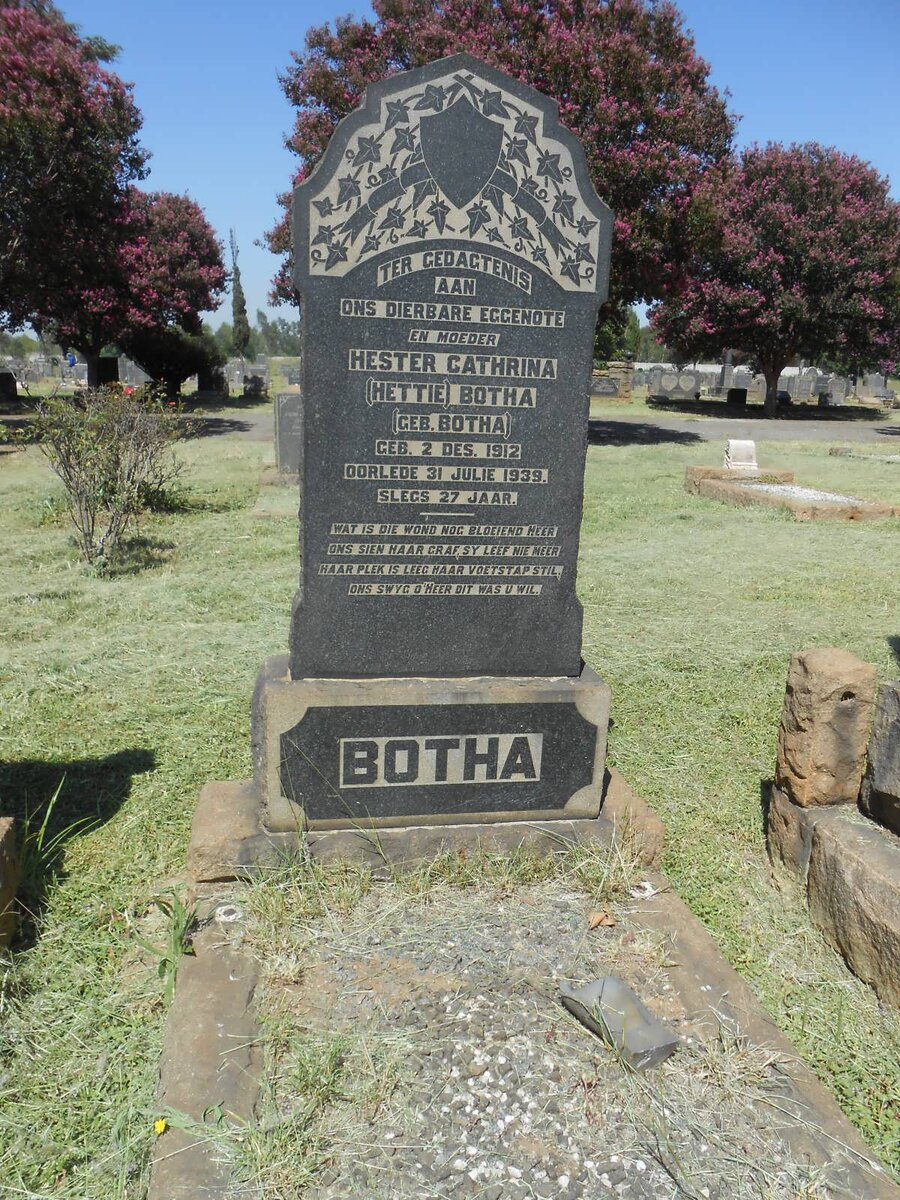 BOTHA Hester Cathrina nee BOTHA 1912-1939