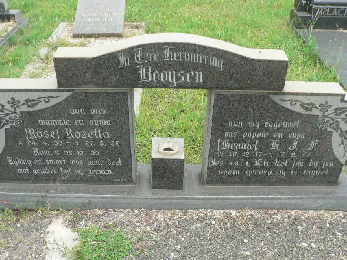 BOOYSEN H.J.F. 1917-1977 &amp; Rozetta 1930-1988