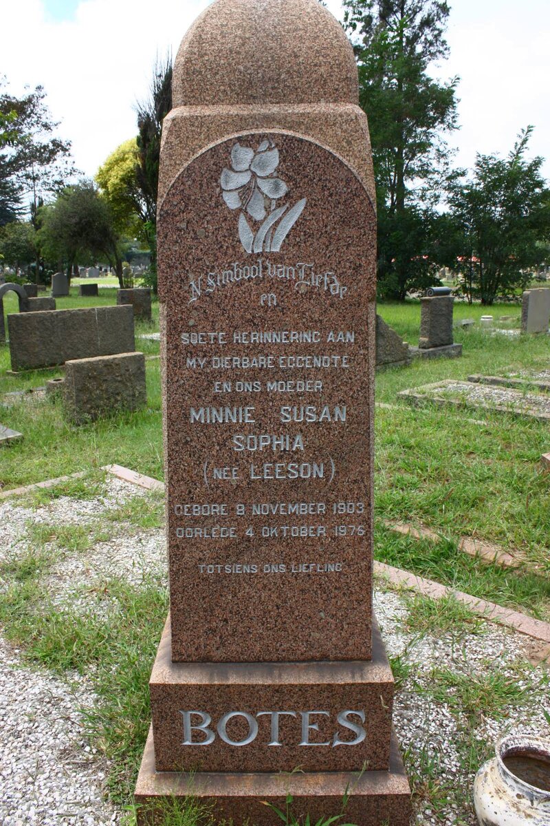 BOTES Minnie Susan Sophia nee  LEESON 1903-1976