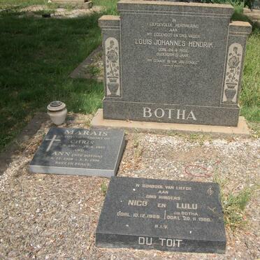 BOTHA Louis Johannes Hendrik -1956 :: MARAIS Chris 1920-1991 &amp; Anna BOTHA 1928-1996