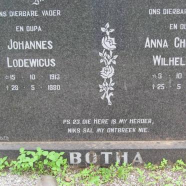 BOTHA Johannes Lodewicus 1913-1980 &amp; Anna Christina Wilhelmina 1917-1980
